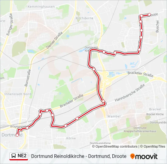 NE2 Bus Line Map