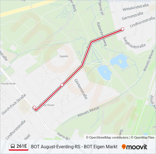 261E Bus Line Map