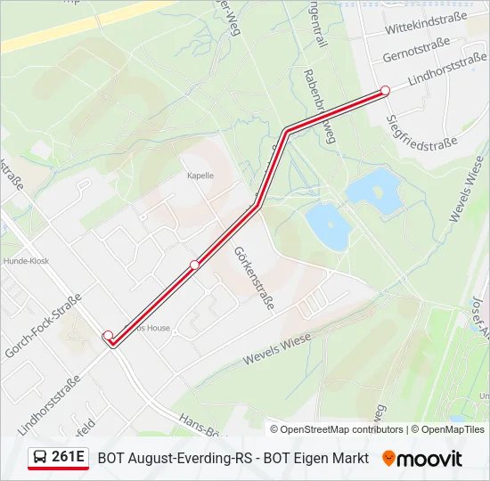 261E Bus Line Map
