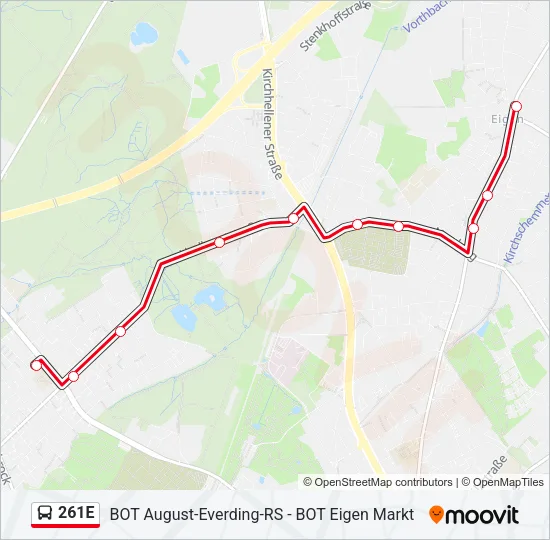 261E Bus Line Map