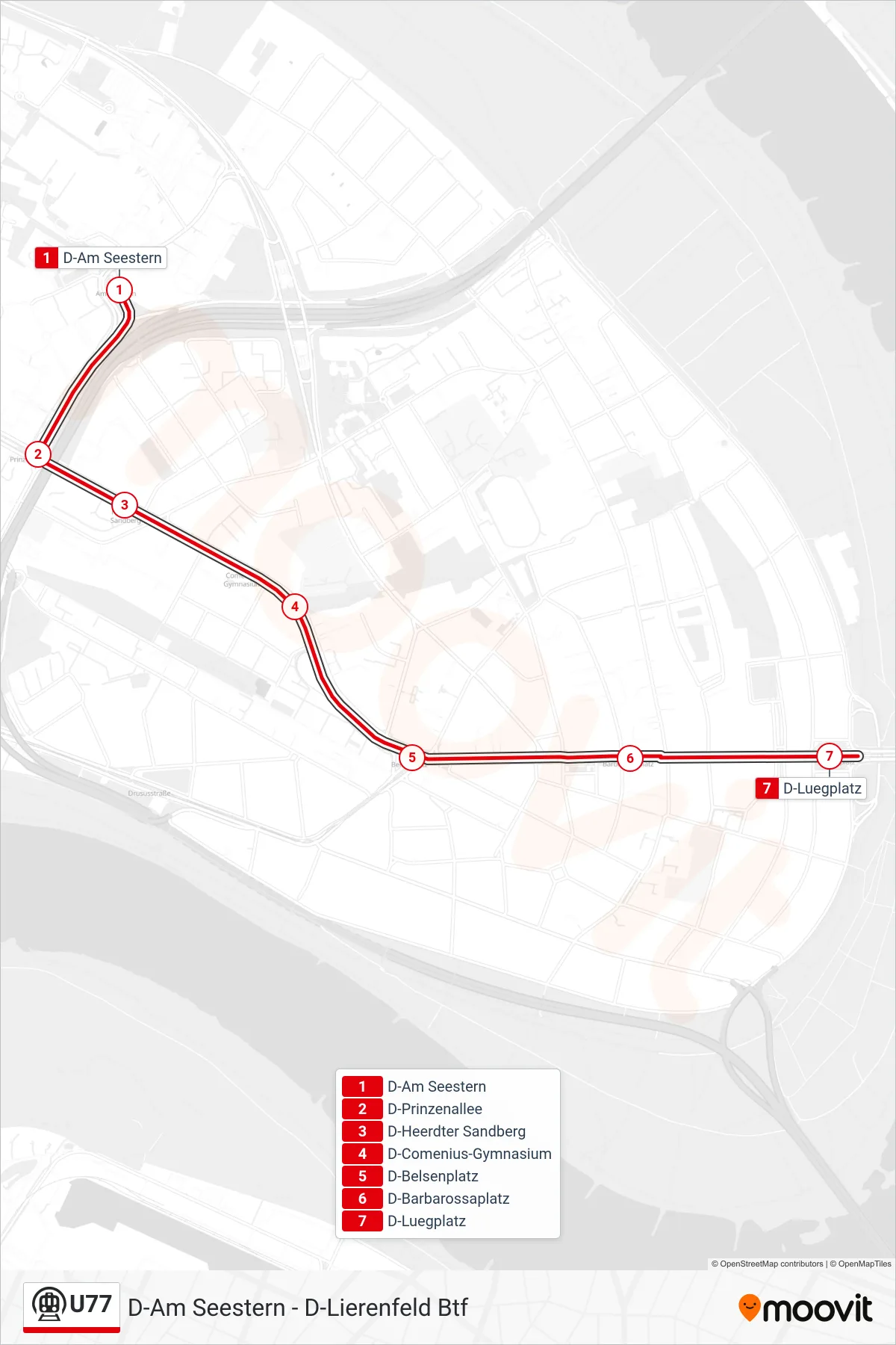 Linie U77 (U-Bahn) Richtung D-Luegplatz: Route und Haltestellen auf der Karte