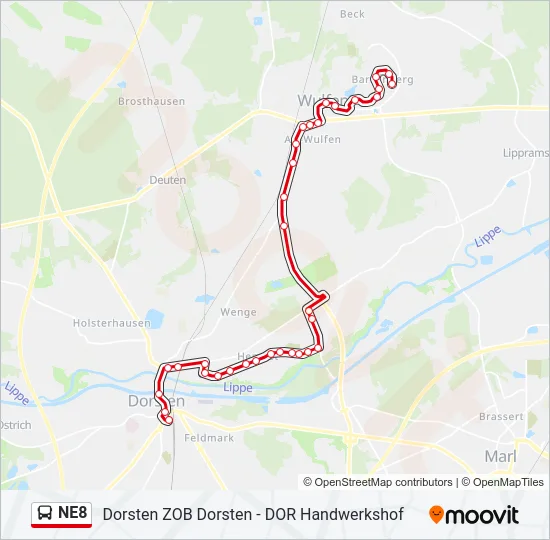 NE8 Bus Line Map