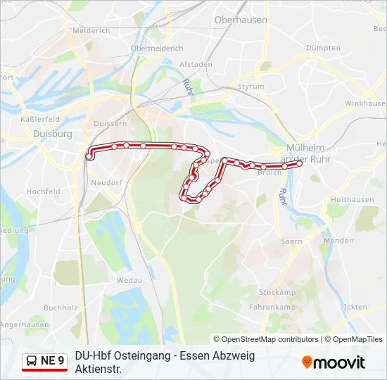 NE 9 Bus Line Map