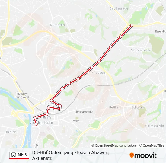 NE 9 Bus Line Map