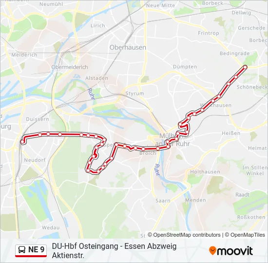 NE 9 Bus Line Map