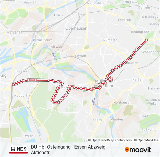 NE 9 Bus Line Map