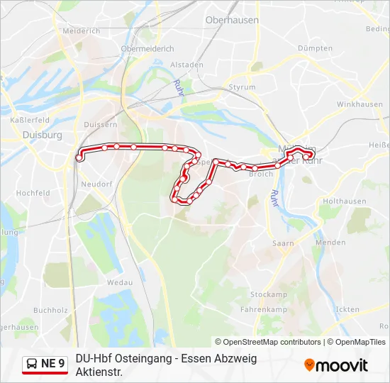 Автобус NE 9: карта маршрута
