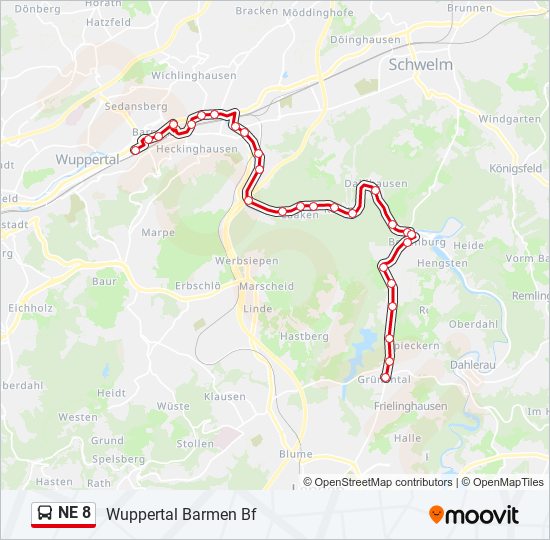 NE 8 bus Line Map