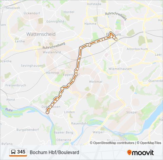 345 bus Line Map