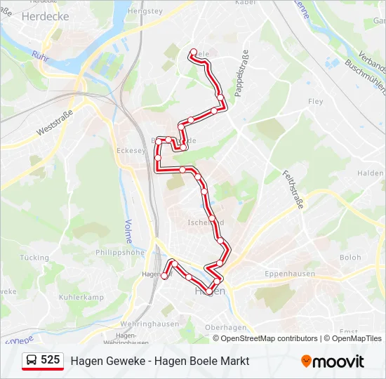 525 Bus Line Map
