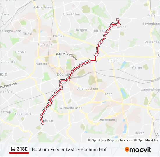 318E Bus Line Map