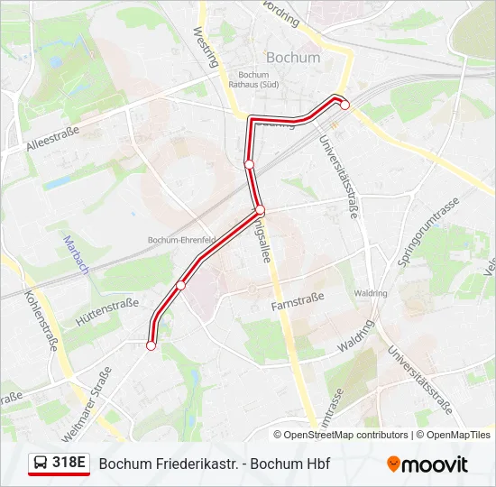 318E Bus Line Map