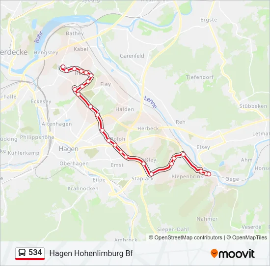 534 Bus Line Map