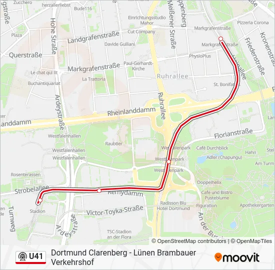 Метро U41: карта маршрута