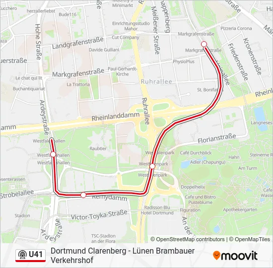 Метро U41: карта маршрута