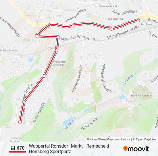 670 Bus Line Map