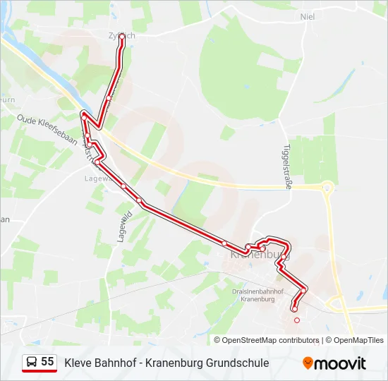 55 Bus Line Map