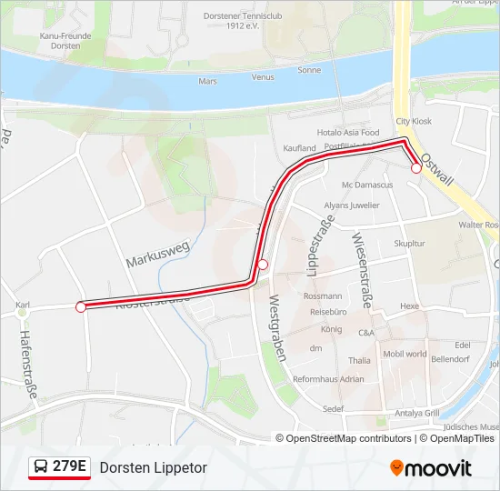 279E Bus Line Map