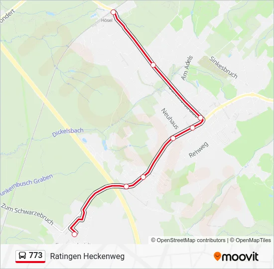 Автобус 773: карта маршрута