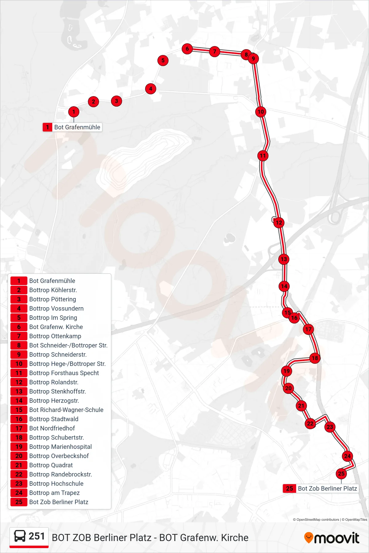 Linie 251 (Bus) Richtung Bot Zob Berliner Platz: Route und Haltestellen auf der Karte