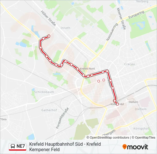 NE7 Bus Line Map