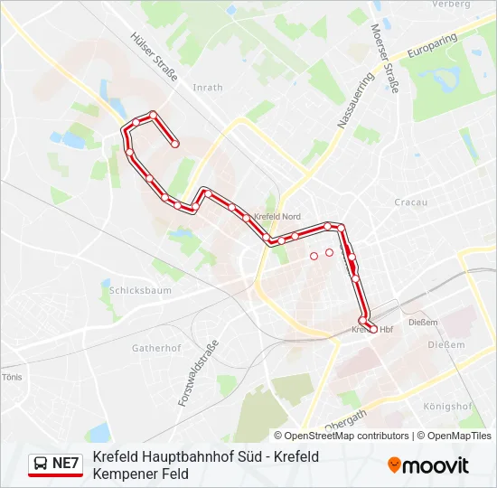 NE7 Bus Line Map