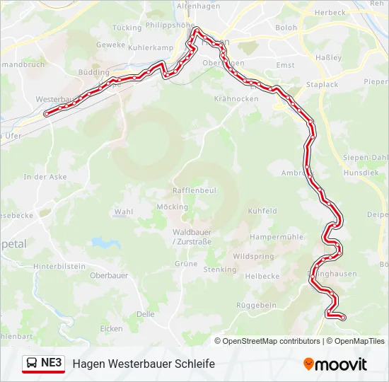 NE3 Bus Line Map