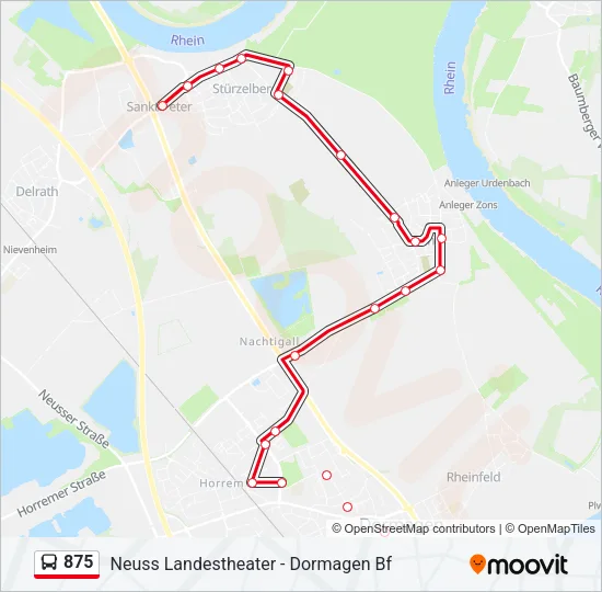875 Bus Line Map