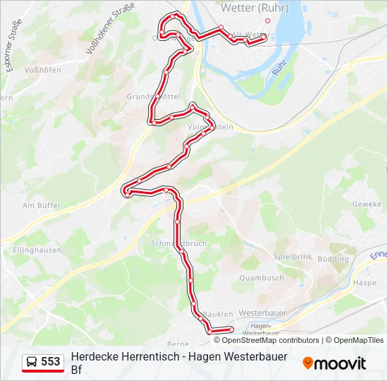 553 Bus Line Map