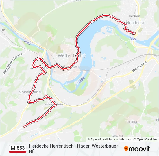 553 Bus Line Map