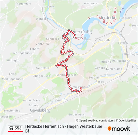 553 Bus Line Map