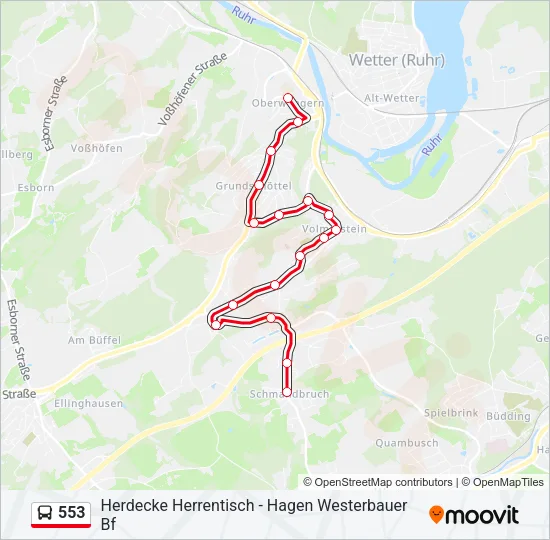 553 Bus Line Map