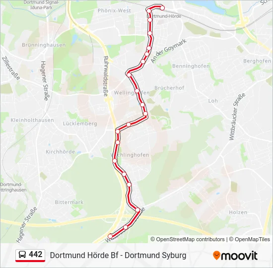 Автобус 442: карта маршрута