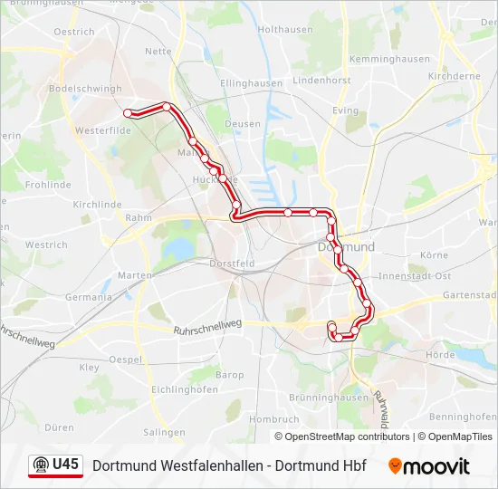 Метро U45: карта маршрута