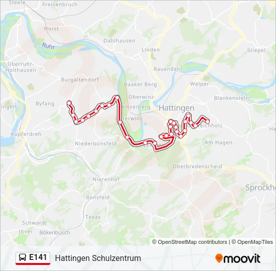 E141 Bus Line Map