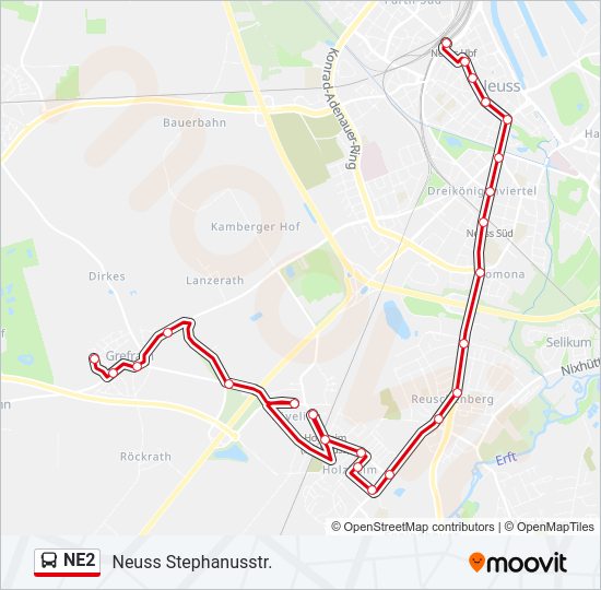 NE2 Bus Line Map
