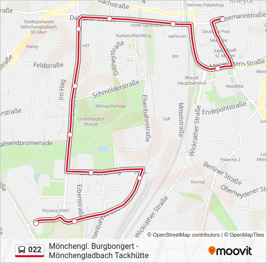 Автобус 022: карта маршрута