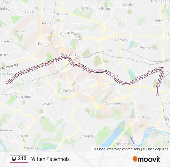 Трамвай 310: карта маршрута