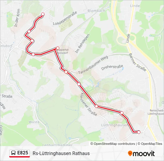 Автобус E825: карта маршрута