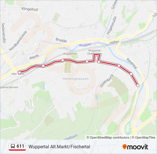 611 bus Line Map