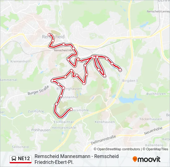 NE12 Bus Line Map