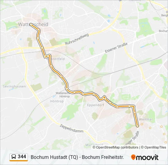 344 Bus Line Map