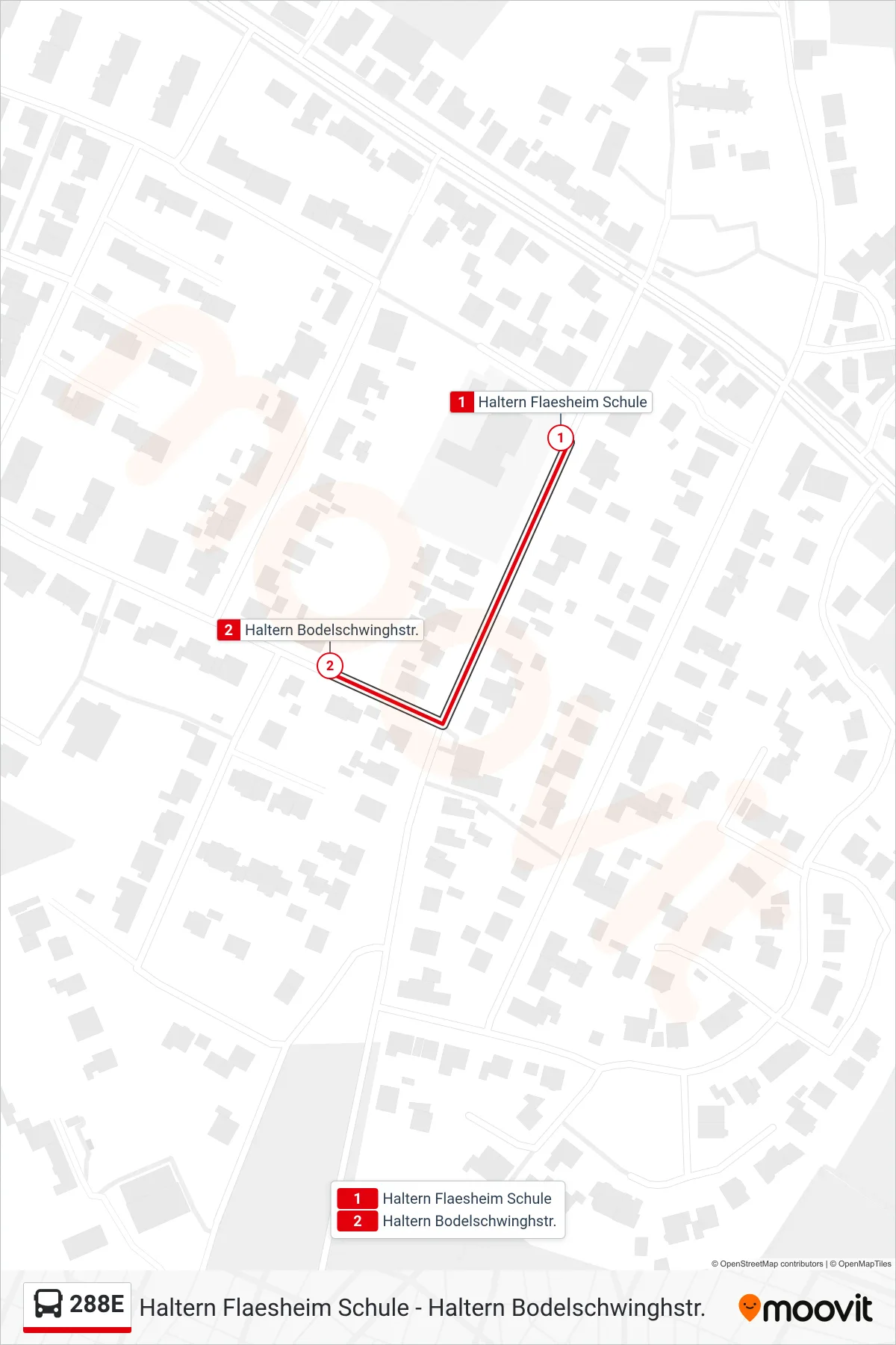 Linie 288E (Bus) Richtung Haltern Bodelschwinghstr.: Route und Haltestellen auf der Karte