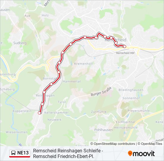 Buslinie NE13 Karte