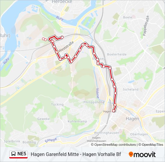 NE5 Bus Line Map