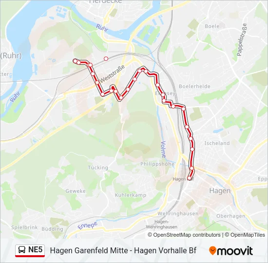 NE5 Bus Line Map