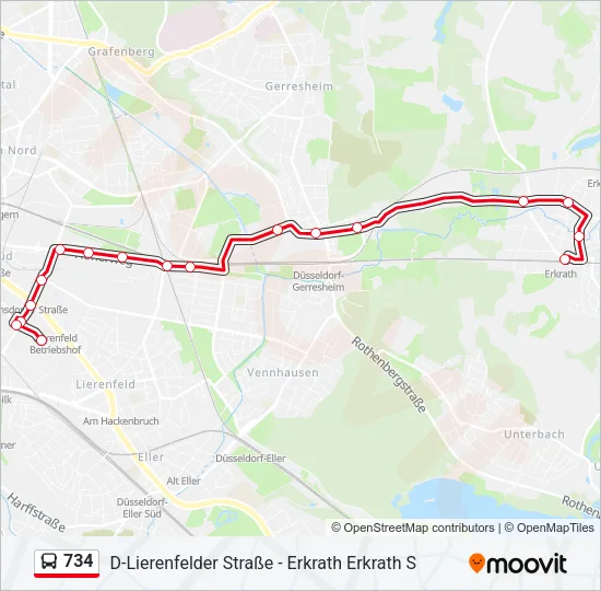 734 Bus Line Map