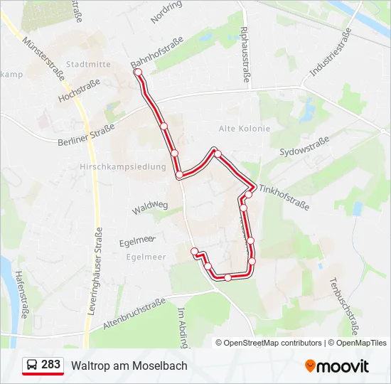 283 Bus Line Map
