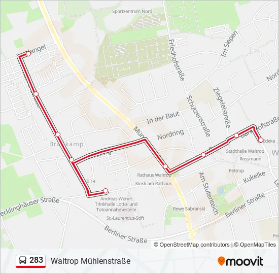 283 Bus Line Map