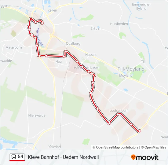 54 Bus Line Map